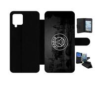 Etui À Rabat Pour Galaxy A12 - Psg Paris Saint Germain La Seine - Simili-Cuir - Noir