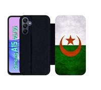 Etui À Rabat Pour Galaxy A15 4g/5g - Drapeau Algérie - Simili-Cuir - Noir