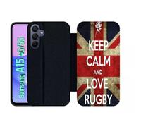 Etui À Rabat Pour Galaxy A15 4g/5g - Rugby England - Simili-Cuir - Noir
