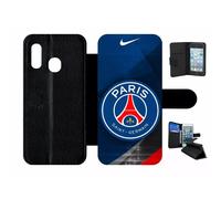 Etui À Rabat Pour Galaxy A20e - Psg Paris Saint Germain Metalise - Simili-Cuir - Noir