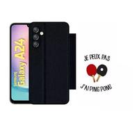 Etui À Rabat Pour Galaxy A24 - Je Peux Pas J Ai Ping Pong Fond Blanc - Simili-Cuir - Noir