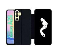 Etui À Rabat Pour Galaxy A25 - Silhouette Michael Jackson Moonwalk - Simili-Cuir - Noir