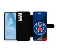 Etui À Rabat Pour Galaxy A52s 5g - Psg Paris Saint Germain Metalise - Simili-Cuir - Noir