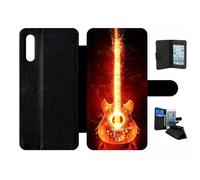 Etui À Rabat Pour Galaxy A70s - Blazing Guitare - Simili-Cuir - Noir