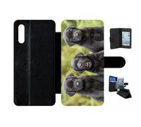 Etui À Rabat Pour Galaxy A70s - Chiots Labrador Retriver Noir - Simili-Cuir - Noir