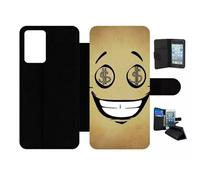 Etui À Rabat Pour Galaxy A72 - Smiley Cupide Dollars - Simili-Cuir - Noir