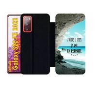 Etui À Rabat Pour Galaxy S20 Fe 2022 - J Ai Pas Le Temps Je Suis En Retraite Paysage Mer - Simili-Cuir - Noir