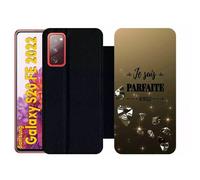 Etui À Rabat Pour Galaxy S20 Fe 2022 - Je Suis Parfaite Ou Presque Fond Diamant - Simili-Cuir - Noir
