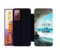 Etui À Rabat Pour Galaxy S20 Fe 5g - J Ai Pas Le Temps Je Suis En Retraite Paysage Mer - Simili-Cuir - Noir