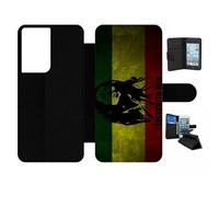 Etui À Rabat Pour Galaxy S21 Ultra 5g - Listen To Bob Marley - Simili-Cuir - Noir