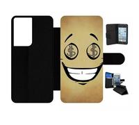 Etui À Rabat Pour Galaxy S21 Ultra 5g - Smiley Cupide Dollars - Simili-Cuir - Noir