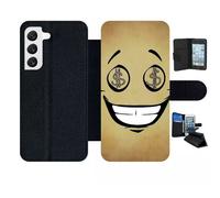 Etui À Rabat Pour Galaxy S22 5g - Smiley Cupide Dollars - Simili-Cuir - Noir