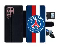 Etui À Rabat Pour Galaxy S22 Ultra 5g - Psg Paris Saint Germain Bleu Blanc Rouge - Simili-Cuir - Noir