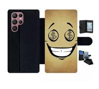 Etui À Rabat Pour Galaxy S22 Ultra 5g - Smiley Cupide Dollars - Simili-Cuir - Noir