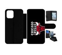 Etui À Rabat Pour Iphone 12 - Chicago Bulls Nba - Simili-Cuir - Noir