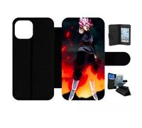 Etui À Rabat Pour Iphone 13 Mini - Dbz Black Goku Crimson Warrior The Flame Of Rebellion - Simili-Cuir - Noir