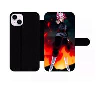 Etui À Rabat Pour Iphone 14+ - Dbz Black Goku Crimson Warrior The Flame Of Rebellion - Simili-Cuir - Noir