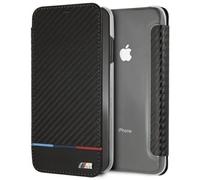Étui à rabat pour iPhone XS Max BMW Carbone Tricolore Noir