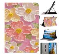 Étui à Rabat pour Lenovo Tab M10 TB-X605L/X605F Tablette Etui Rabat Bookstyle Exquise Imprimé en PU Cuir Silicone Interne Housse pour Lenovo Tab M10, Peinture à l'huile Fleur imprimée