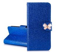 Etui à rabat pour MOTO Edge 60 PRO 5G Coque Case Etui en PU Cuir Coque Glitter Briller Blue Housse Pochette en Cuir Portefeuille PU Folio Cover Foliocase Couverture Coquille pour MOTO Edge 60 PRO 5G