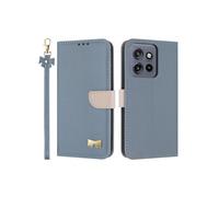 Etui à rabat pour Motorola Edge 50 Neo fermeture magnétique, étui portefeuille en cuir antichoc avec 3 emplacements pour cartes-Bleu clair