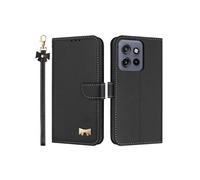 Etui à rabat pour Motorola Edge 50 Neo fermeture magnétique, étui portefeuille en cuir antichoc avec 3 emplacements pour cartes-Noir