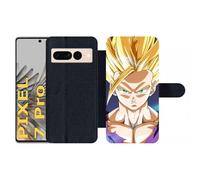 Etui À Rabat Pour Pixel 7 Pro - Dbz San Gohan Super Sayen 2 Ssj2 - Simili-Cuir - Noir