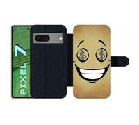 Etui À Rabat Pour Pixel 7 - Smiley Cupide Dollars - Simili-Cuir - Noir
