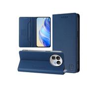 Etui à rabat pour Realme GT8 protection RFID, magnétique et antichoc, en cuir PU avec 2 emplacements pour cartes, compatible avec Realme GT8-Bleu