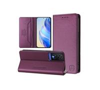 Etui à rabat pour TCL 505 protection RFID, magnétique et antichoc, en cuir PU avec 2 emplacements pour cartes, compatible avec TCL 505-Violet foncé