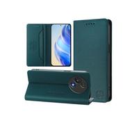 Etui à rabat pour TCL 60 5G protection RFID, magnétique et antichoc, en cuir PU avec 2 emplacements pour cartes, compatible avec TCL 60 5G-Vert foncé