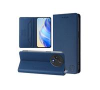 Etui à rabat pour TCL 60R protection RFID, magnétique et antichoc, en cuir PU avec 2 emplacements pour cartes, compatible avec TCL 60R-Bleu foncé