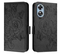 Étui à rabat pour téléphone Compatible avec la coque OPPO A17 4G/A17K, étui portefeuille fin en cuir PU à rabat, étui de protection antichoc avec porte-cartes + dragonne housse de protection(Svart)