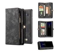 Étui à rabat pour téléphone compatible avec Samsung Galaxy Note 8 - Multifonction - En cuir - Fermeture éclair et étui magnétique amovible (avec 11 emplacements pour cartes) - TPU de qualité