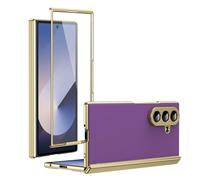 Étui à Rabat pour téléphone Slim Fit for Samsung Galaxy Z Fold 7 Case with Screen Protector, Shockproof Case Rugged Protective Phone Cover Full Protective Cases Housse de Protection(Mor)