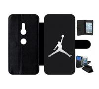 Etui À Rabat Pour Xperia Xz2 - Michael Jordan Logo Gris - Simili-Cuir - Noir