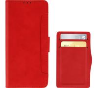 Étui à rabat Realme 6i avec porte-monnaie + porte-cartes amovible - Rouge