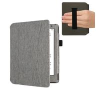 kwmobile Coque Liseuse Compatible avec Kobo Aura H2O Edition 2 - Étui à Rabat en Tissu avec Fermeture Magnétique - Gris Clair