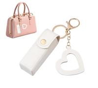 Étui à rouge à lèvres - Trousse de voyage - Organiseur de rouge à lèvres en cuir PU tendance avec pendentif d'amour pour le Nouvel An, rouge à lèvres et brillant à lèvres, blanc, Refer to description,