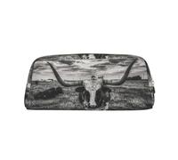 Étui à stylos à bille en cuir avec fermeture éclair pour écolier Motif vache Noir/blanc, doré, Taille unique, Trousse de maquillage