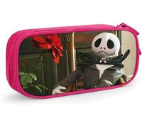 Étui À Stylos De Dessin Animé L'étrange Noël De Monsieur Jack Grande Capacité Étui À Crayons À Double Fermeture Éclair Organisateur De Papeterie Sac De Papeterie Sac À Cosmétiques Noir-Rose