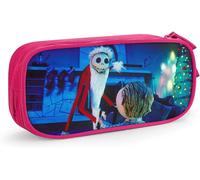 Étui À Stylos L'étrange Noël De Monsieur Jack Grande Capacité Étui À Crayons Double Fermeture Éclair Organisateur De Papeterie Sac De Papeterie Sac À Cosmétiques Noir-Rose