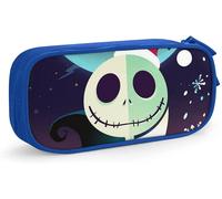 Étui À Stylos L'étrange Noël De Monsieur Jack Grande Capacité Étui À Crayons Double Fermeture Éclair Organisateur De Papeterie Sac De Papeterie Sac À Cosmétiques Rose-Bleu