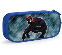 Étui À Stylos Super-Héros, Grande Capacité, Trousse À Crayons, Double Fermeture Éclair, Organisateur De Papeterie, Sac De Papeterie, Sac À Cosmétiques, Noir-Bleu
