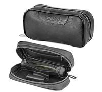 Étui à tabac à pipe Scotte (TM) Durable Leather 2 Pipe Tobacco Noir