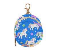 Étui à tétine avec fermeture éclair et clip pour changer de porte-monnaie, clés, articles de bébé - Motif licornes blanches et arc-en-ciel