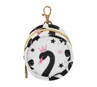 Étui à tétine mignon avec fermeture éclair et clip pour porte-monnaie, accessoires de voyage Motif cygne noir