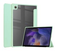 Étui à trois volets compatible avec Samsung Galaxy Tab A8 10,5" 2021 (SM-X200/X205), coque arrière fine et transparente en TPU avec porte-crayon - Fonction veille/réveil automatique - Vert menthe
