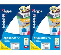 Etui A5 192 étiquettes blanches 56 * 34 mm (Lot de 2)