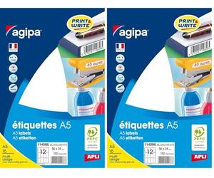 Etui A5 192 étiquettes blanches 56 * 34 mm (Lot de 2)